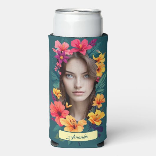 Pop Bloom Pattern two face Seltzer Blikjeskoeler (Seltzer Voorkant)