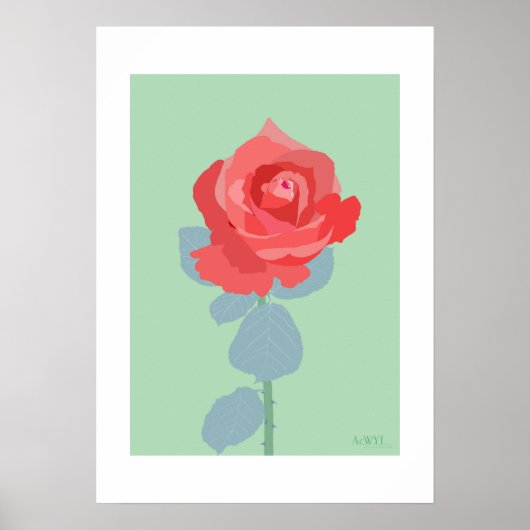 POP Botanical Art - Red Rose Poster (Voorkant)