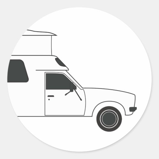 pop boven chinese camper ronde sticker (Voorkant)