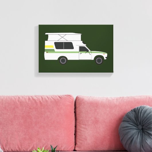 pop boven chinook camper retro lemon limoen canvas afdruk (Insitu (Woonkamer))