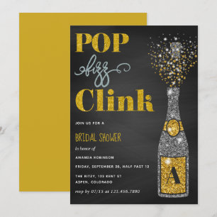 Pop bruis tinkel glitter schoolbord Bruidsfeest Kaart