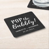 Pop: Bubble Elegant Personalized Wedding Black Kartonnen Onderzetters (Schuin)