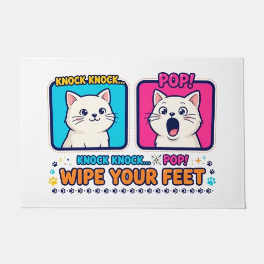 Pop Cat Knock Knock Funny Doormat Deurmat (Voorkant)