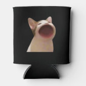 Pop Cat Meme Dubbelzijdig Zwart Blikjeskoeler (Voorkant)