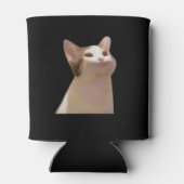 Pop Cat Meme Dubbelzijdig Zwart Blikjeskoeler (Achterkant)
