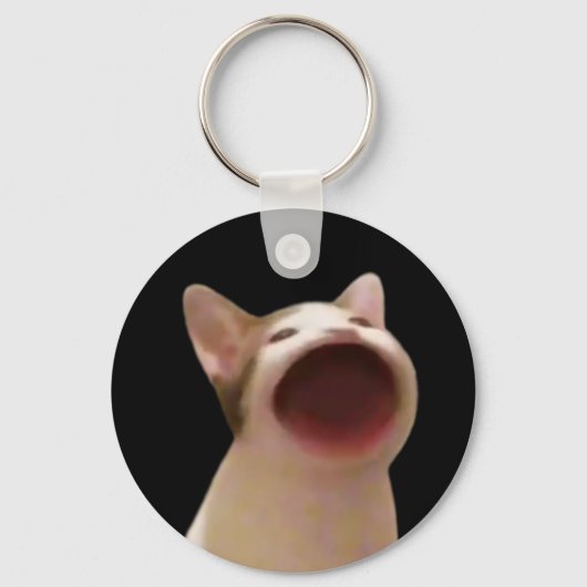 Pop Cat Meme Dubbelzijdige Sleutelhanger (Voorkant)
