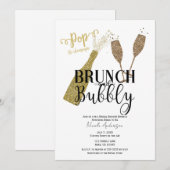 POP Champagne Brunch & Bubble Vrijgezellenfeest Kaart (Voorkant / Achterkant)