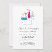 Pop Champagne Retro Bruids Douche Uitnodiging (Voorkant)