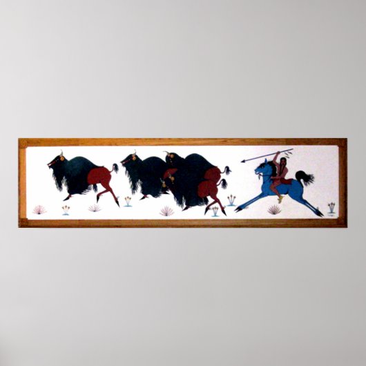 Pop Charlee Buffalo Hunting Mural Poster (Voorkant)