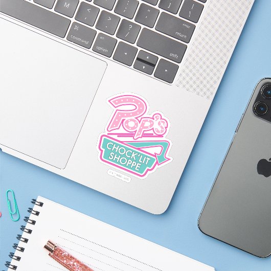 Pop Chock'Lit Shoppe Pink Logo Sticker (Laptop met iPhone)