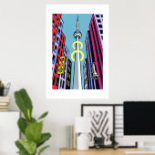 Pop City Skyline – Urban Tower Poster (Thuiskantoor)