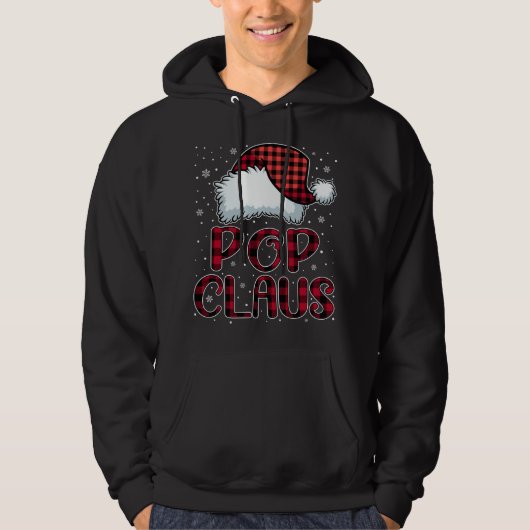 Pop Claus Vrolijke Kerstbuffel Plaid Rode Kerstman Hoodie (Voorkant)