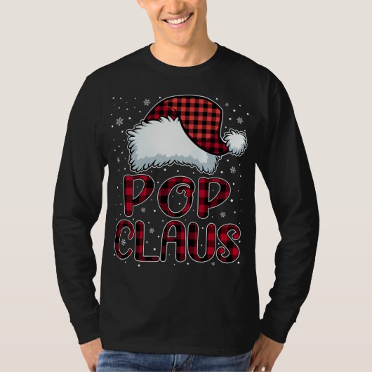 Pop Claus Vrolijke Kerstbuffel Plaid Rode Kerstman T-shirt (Voorkant)