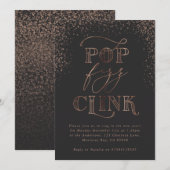 pop Clink Fizz Bronze Vakantie Feestuitnodiging Feestdagenkaart (Voorkant / Achterkant)