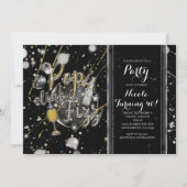 POP CLINK FIZZ Champagne Bubbels Feest Uitnodiging (Voorkant)