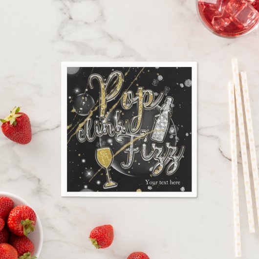 POP CLINK FIZZ Champagne Bubbles Feest Servetten (Insitu)