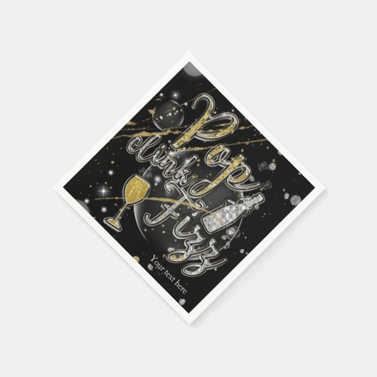 POP CLINK FIZZ Champagne Bubbles Feest Servetten (Hoek)