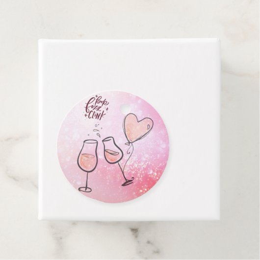 Pop Clink Fizz Custom Wine Glass Heart Ballon Bedankjes Labels (In situ)