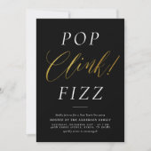 Pop Clink Fizz | Elegant Gold New Year's Eve Party Kaart (Voorkant)