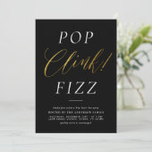 Pop Clink Fizz | Elegant Gold New Year's Eve Party Kaart (Staand voorkant)