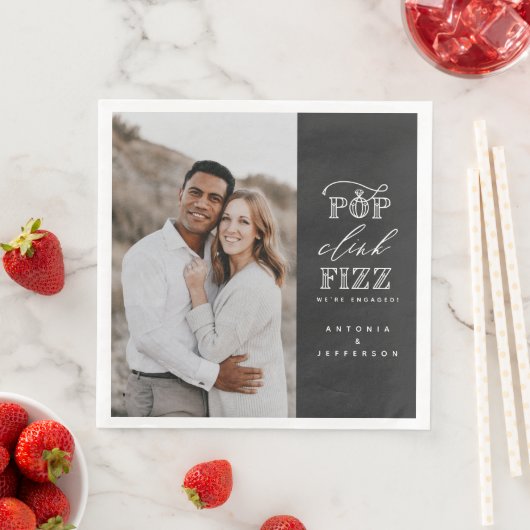 Pop Clink Fizz verlovingsfeest servetten (Insitu)