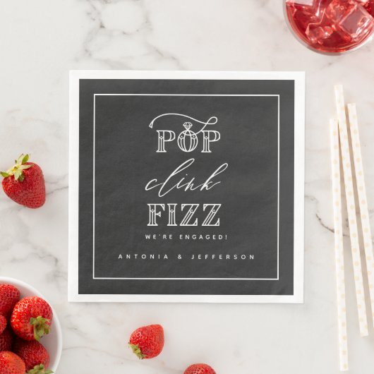 Pop Clink Fizz verlovingsfeest servetten (Insitu)