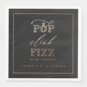 Pop Clink Fizz verlovingsfeest servetten roos goud (Voorkant)