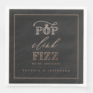 Pop Clink Fizz verlovingsfeest servetten roos goud