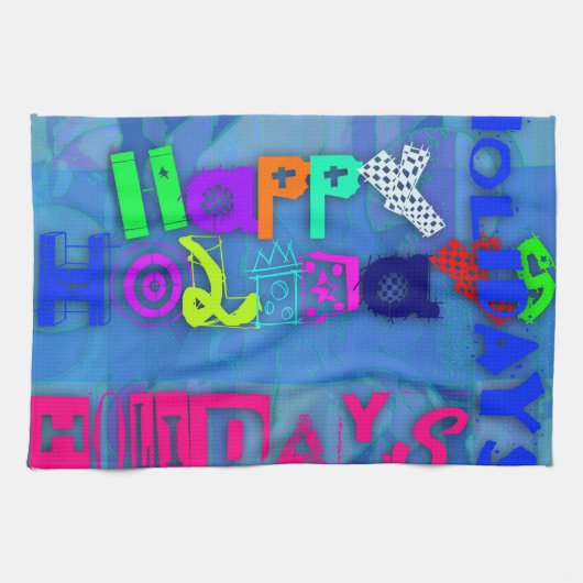 Pop Colorful Prettige feestdagen Kitchen Towel Theedoek (Horizontaal)