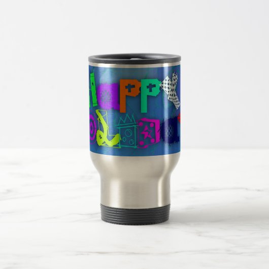 Pop Colorful Prettige feestdagen Travel Mug Reisbeker (Center)