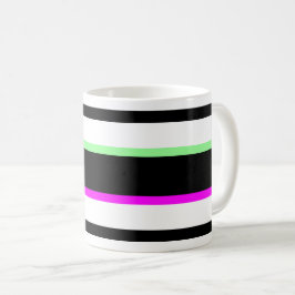 Pop-contrastbanden art zwart-wit fluo-chic. koffiemok