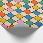 Pop controleren kleurrijke retro modern gecontrole cadeaupapier (Hoek)