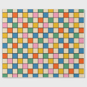 Pop controleren kleurrijke retro modern gecontrole cadeaupapier (Vlak)