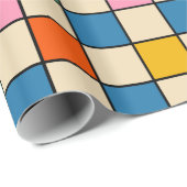 Pop controleren kleurrijke retro modern gecontrole cadeaupapier (Rol Hoek)