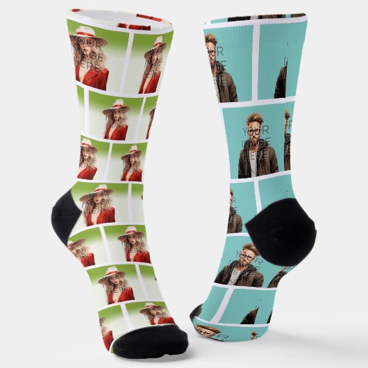 Pop Culture Signable Foto toevoegen Gepersonalisee Sokken (Gebogen)