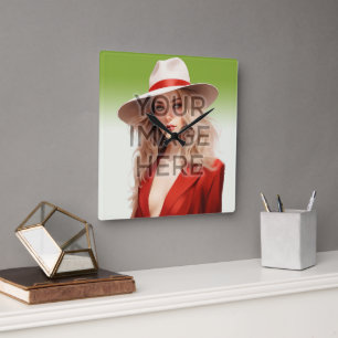 Pop Culture Signable Foto toevoegen Gepersonalisee Vierkante Klok