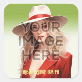 Pop Culture Signable Foto toevoegen Gepersonalisee Vierkante Sticker