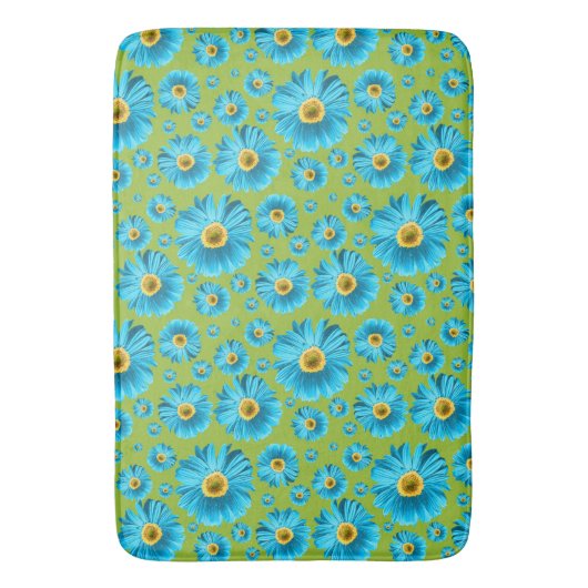 Pop Daisy Aqua Blue Badmat (Voorkant Verticaal)
