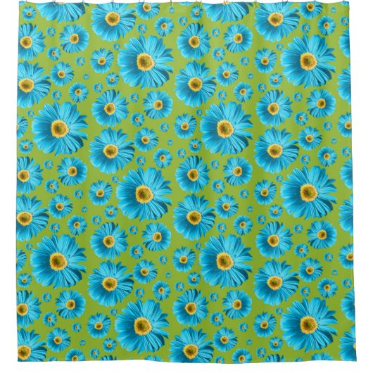 Pop Daisy Aqua Blue Douchegordijn (Voorkant)