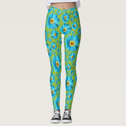 Pop Daisy Aqua Blue Leggings (Voorkant)