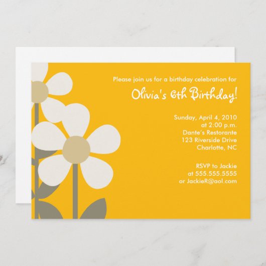 POP Daisy Daisies Birthday Uitnodiging (Voorkant / Achterkant)