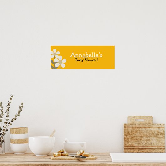 POP DAISY YELLOW FLOWER Baby shower Banner Poster (Keuken)