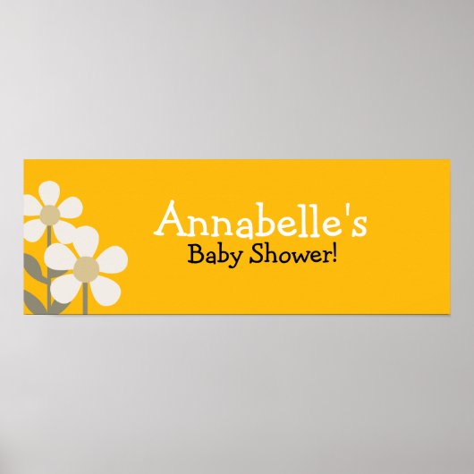 POP DAISY YELLOW FLOWER Baby shower Banner Poster (Voorkant)