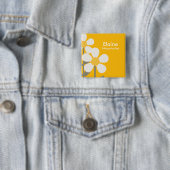 POP DAISY Yellow Flowers gepersonaliseerde Button (In situ)