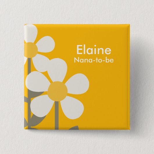 POP DAISY Yellow Flowers gepersonaliseerde Button (Voorkant)