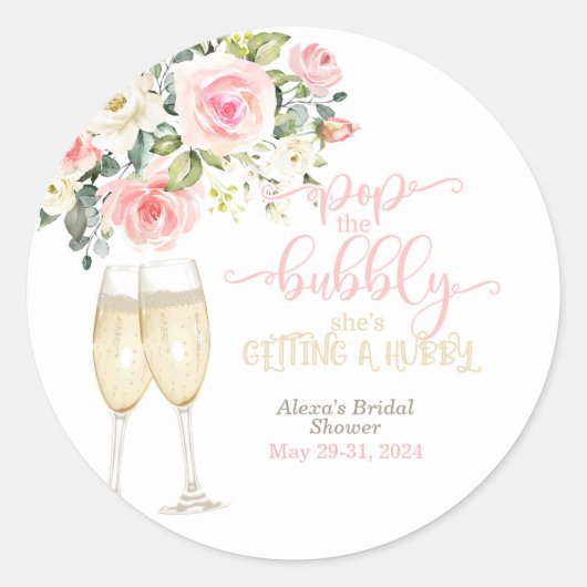 Pop de bubbel, ze krijgt een hubby ronde sticker (Voorkant)