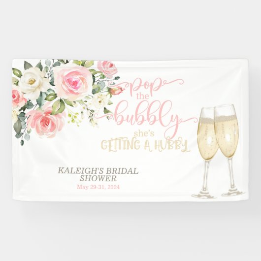 Pop de bubbel, ze krijgt een hubby spandoek (Horizontaal)