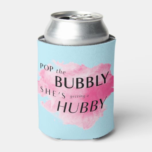 Pop de bubbel, ze krijgt een hubby Waterverf! Blikjeskoeler (Blikje Voorkant)