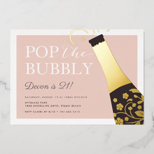 Pop De bubbelbubbels | Partij voor de verjaardag Folie Uitnodiging (Voorkant)