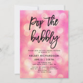 Pop de Bubble | Roze Bokeh Vrijgezellenfeest Kaart (Voorkant)
